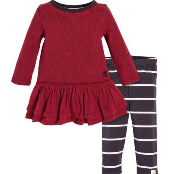 Burt's Bees Baby Other - Burt’s Bees Cranberry Thermal & Leggings Set